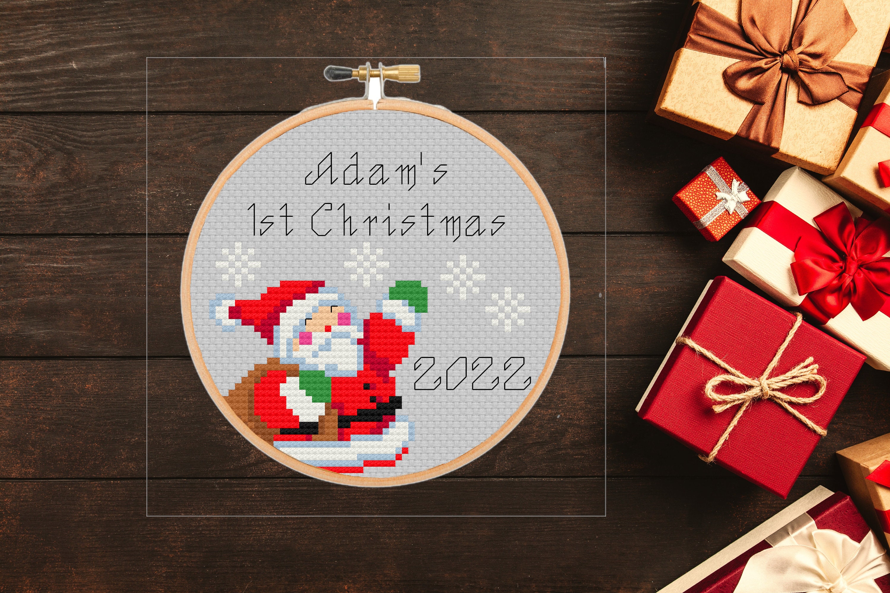Babys 1st Christmas 2023 Cross Stitch Pattern Customized photo