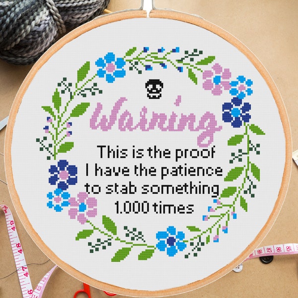 Proof I Have the Patience to Stab Something Cross Stitch - Etsy
