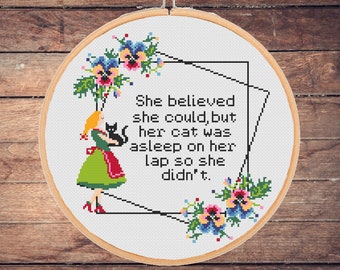 Funny Cat Cross Stitch Pattern: Snarky Sarcastic Quote, Sarcastic, Cat lover, Easy, Modern, Xstitch, Trendy, Embroidery  (PDF Download)