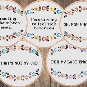 Funny Office Cross Stitch Patterns: Sarcastic Sweary Quotes (Zipp File Download)
