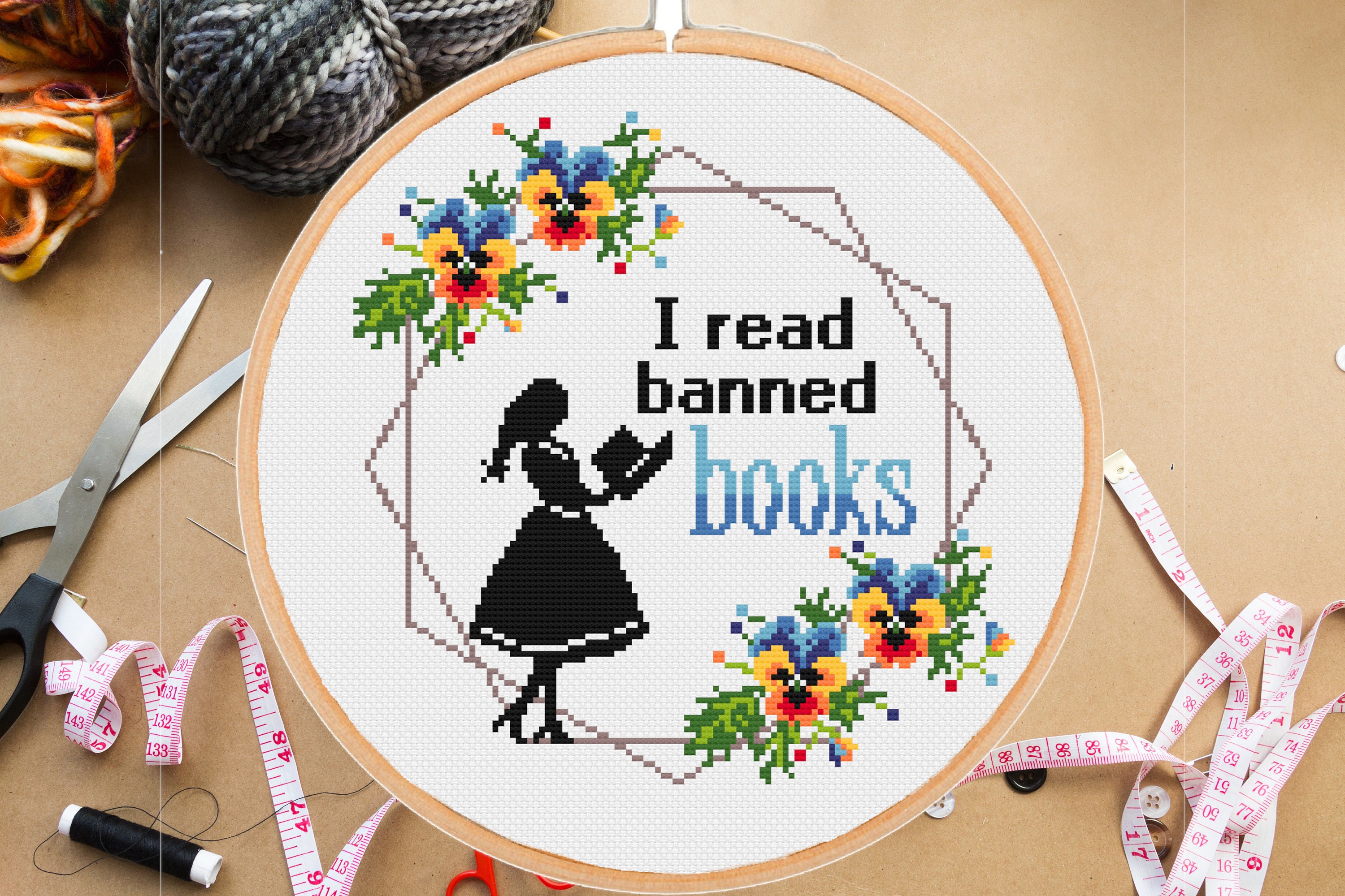 When in Doubt Go to the Library Cross Stitch Pattern, Book Shelf
