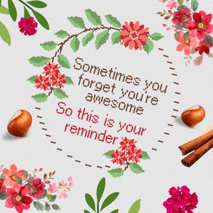 Best friend cross stitch pattern You&#39;re Awesome Funny Positive Affirmation Motivational Besties Inspirational - instant pdf download