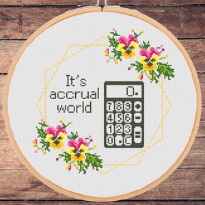Funny Accountant cross stitch pattern Snarky,  Spreadsheet , Excel, Office Humor Floral Modern Sassy Xstitch Sarcastic- instant pdf download