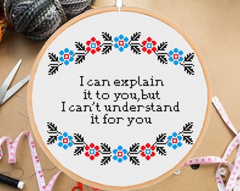 Funny cross stitch pattern I can explain it to you but I can't understand it for you Easy Beginner Sarcastic Snarky instant pdf download