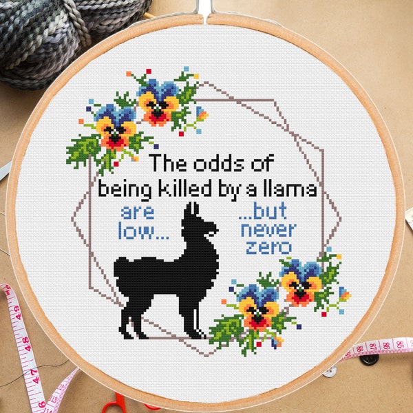 Patrón de punto de cruz de llama divertida Las probabilidades de ser asesinado por una llama Sassy Snarky Sarcastic Subversive Modern-descarga instantánea en pdf