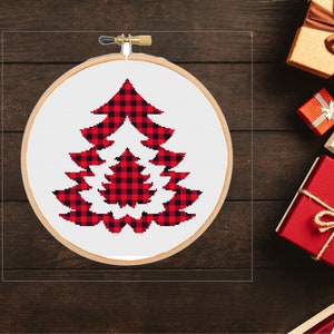 Christmas Tree Cross stitch pattern Buffalo Plaid Xstitch Holiday ornament Christmas Holiday cross stitch Modern -instant pdf download