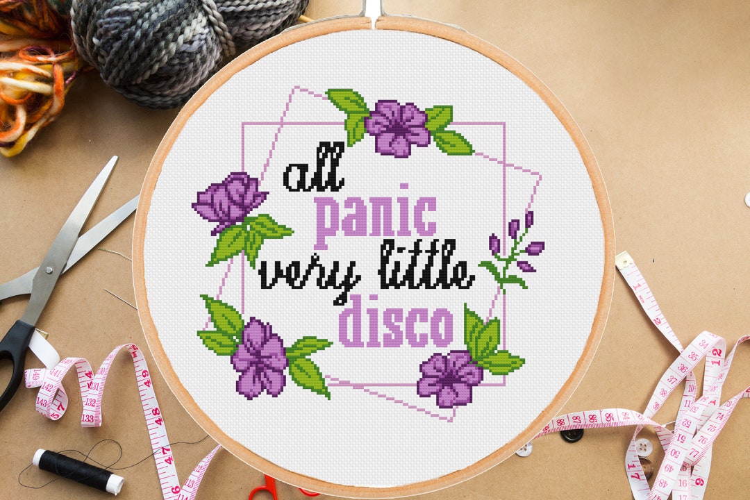 Funny Floral Cross Stitch Pattern: All Panic Very Little Disco Snarky ...