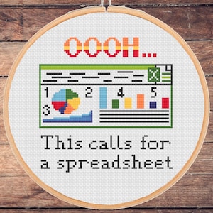 Funny Spreadsheet Cross Stitch Pattern: Excel Data Analyst Gift (PDF Pattern)