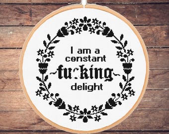 Funny Snarky Cross Stitch Pattern: Constant Delight (Instant PDF Download)