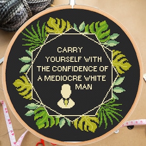 Feminist Cross Stitch Pattern: Confidence Quote, Modern Embroidery (PDF)