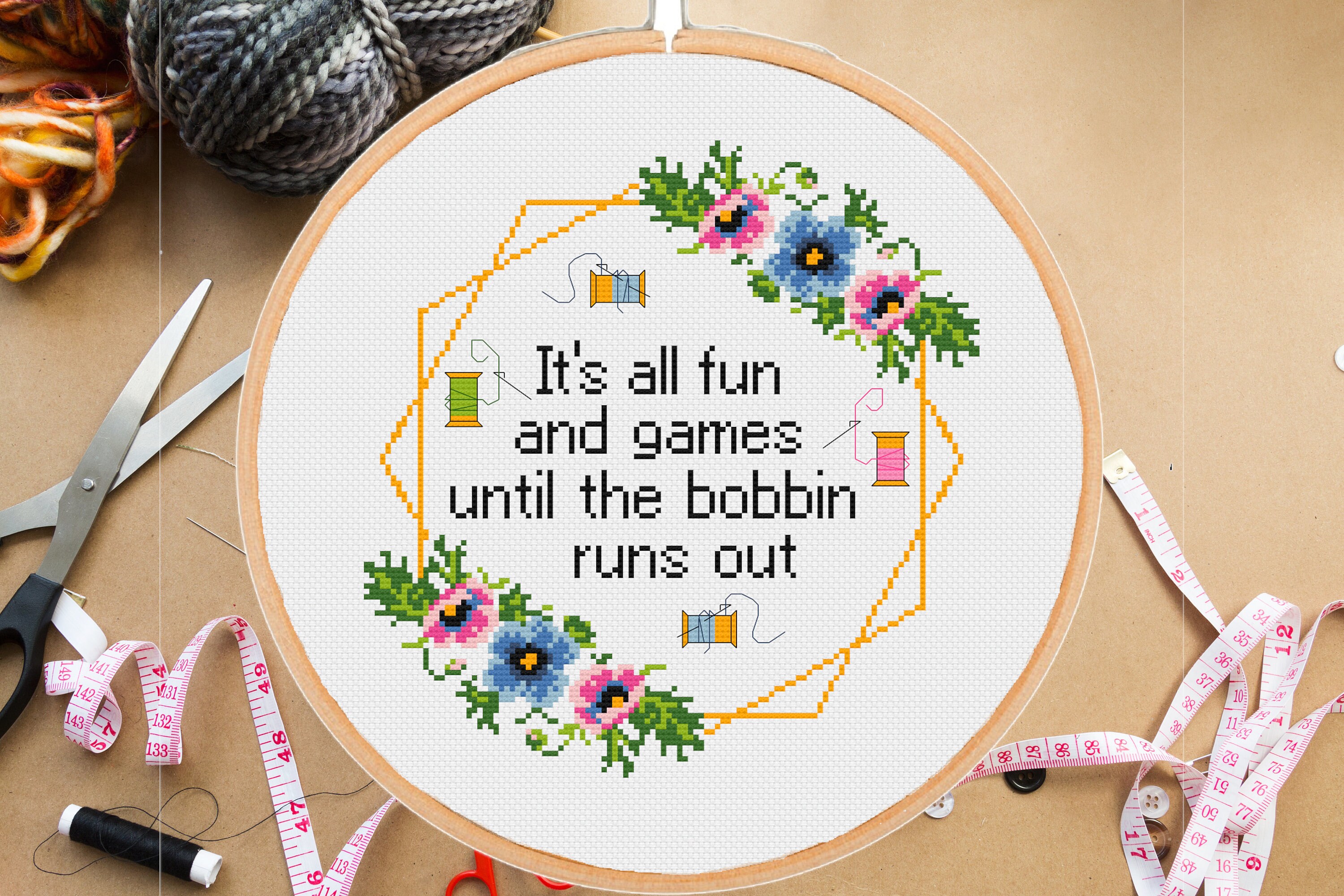 Funny Sewing Quote Cross Stitch Pattern: Crafting Modern Xstitch Snarky ...