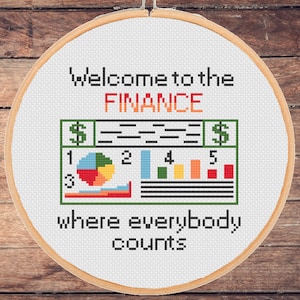 Funny Finance Cross Stitch Pattern: Accountant Office Decor (PDF Pattern)