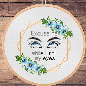 Sarcastic Floral Cross Stitch Pattern: Funny Snarky Subversive (PDF Download)