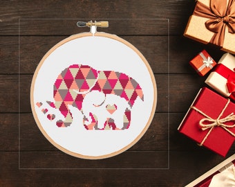 Baby Elephant Cross Stitch pattern , animals cross stitch, modern pattern, Geometric Animals #446# Cross Stitch baby -instant pdf download