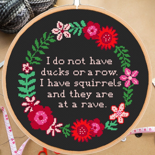 Funny cross stitch pattern. I do not have ducks or a row I have squirells and they are at a rave Sarcastic quote # 10# instant pdf download