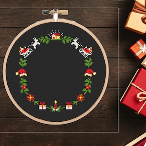 Christmas wreath cross stitch pattern #307# -instant pdf download
