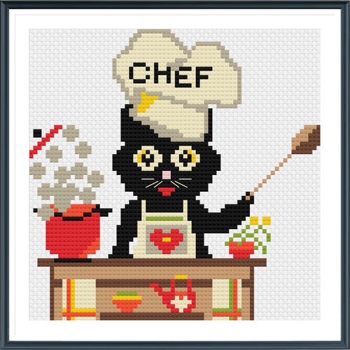 Kit Point De Croix Florashell - Chat Marmelade - 14 Points - Pour Débutants Et Confirmés