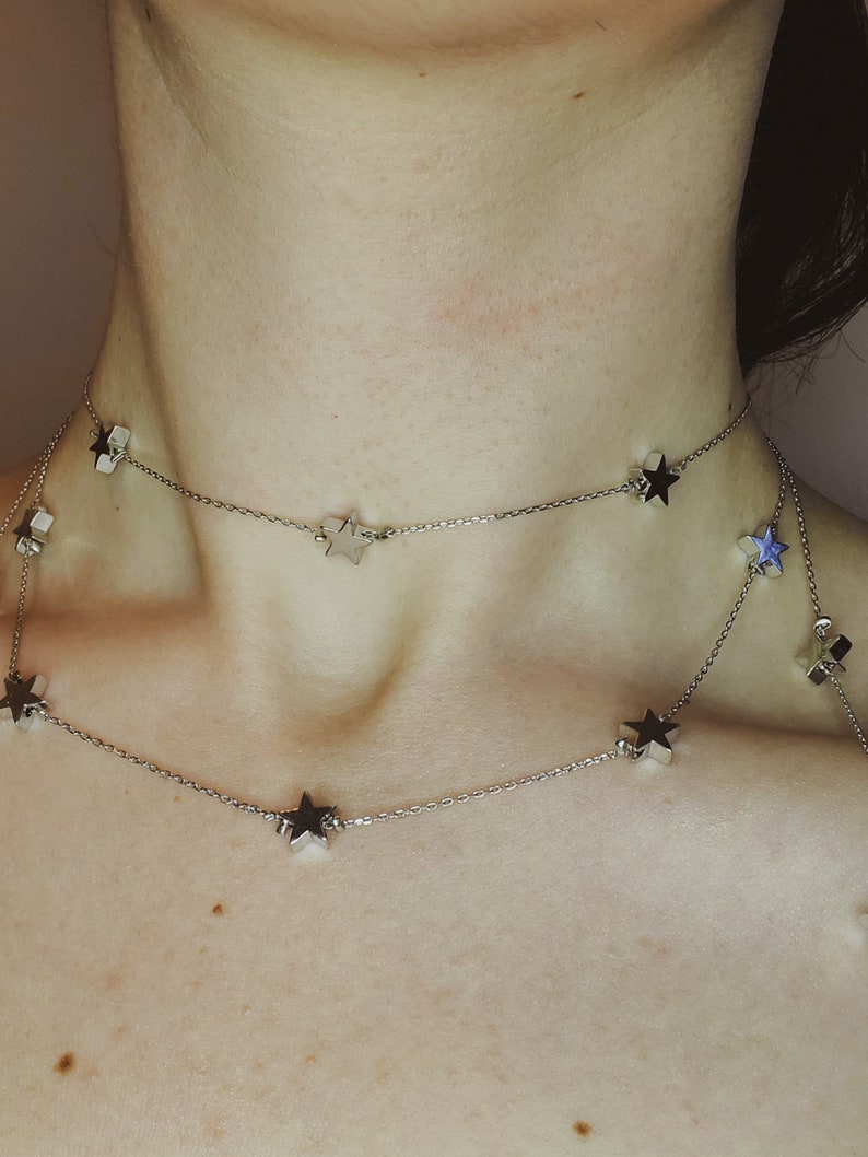Minimalist Necklace Star Choker Necklace Layered Necklace Dainty Necklace Layered Star Necklace