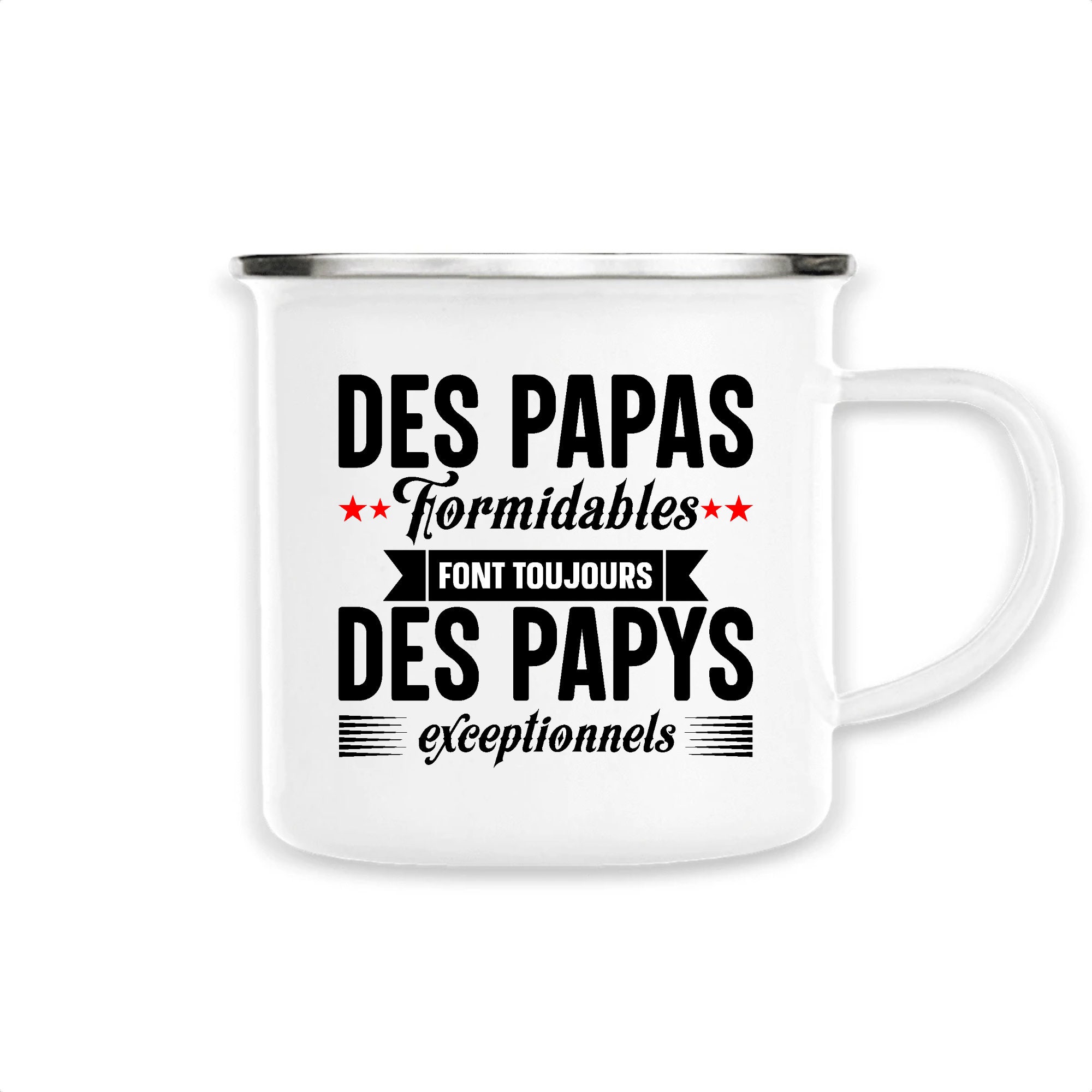 Mug Émaillé Citation | Tasse en Métal Annonce Grossesse Fête Des Grands-Pères Papy Exceptionnel