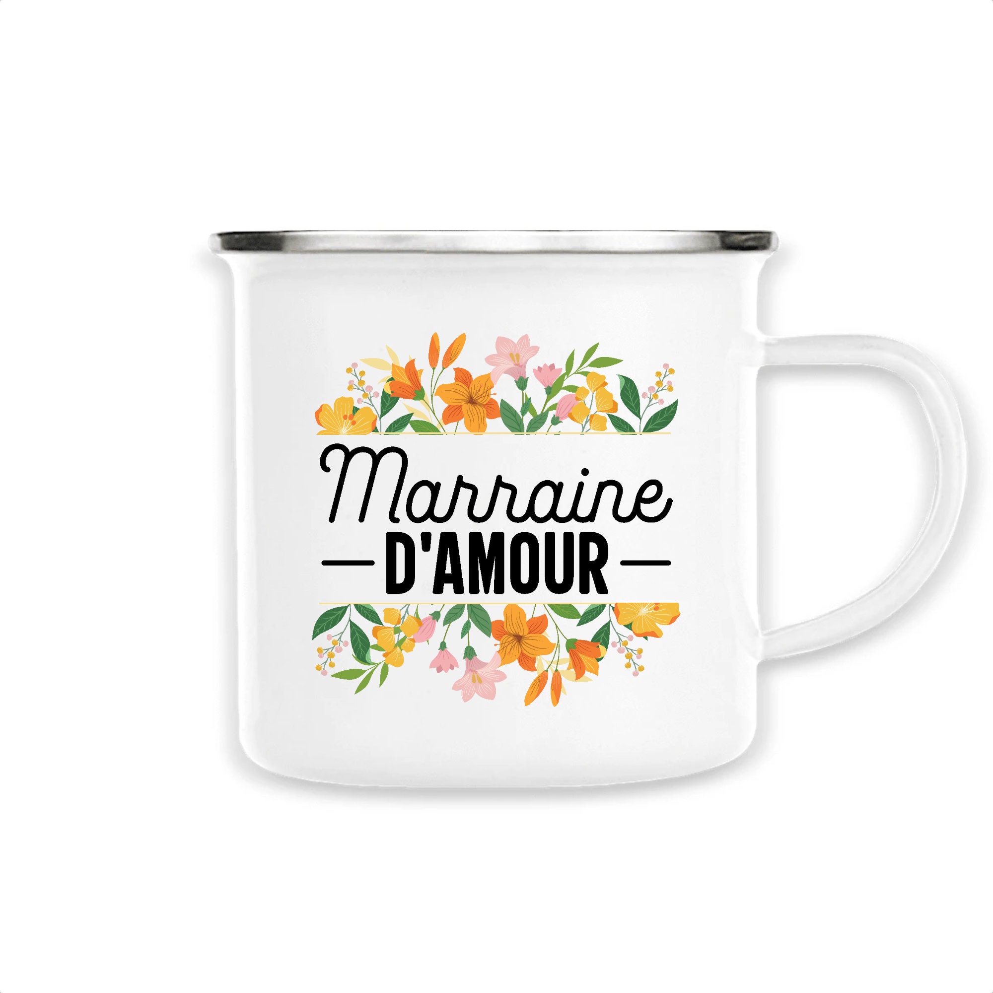 Mug Émaillé Pour Marraine | Marraine d'amour Cadeau Personnalisé Annonce Grossesse