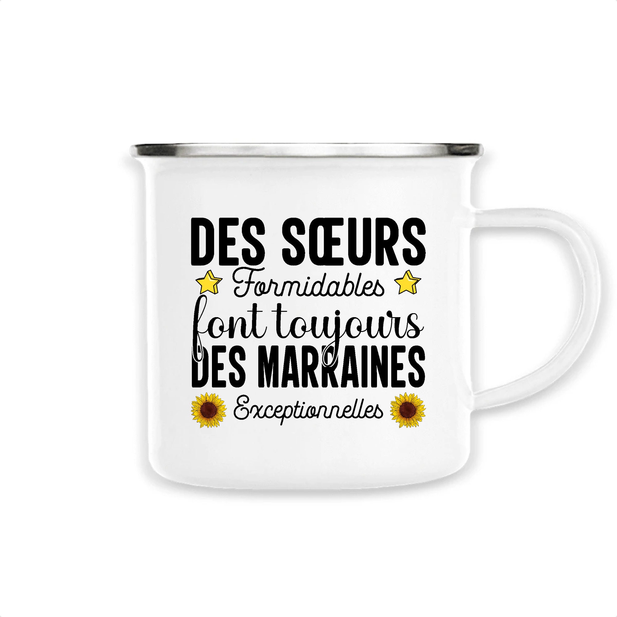 Mug Émaillé Vintage | Sœur et Marraine Tasse en Métal Annonce Grossesse Future Marraine Idée Cadeau