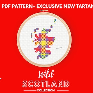 Carte de l'Écosse au point de croix PDF, tartan écossais moderne, cadeaux écossais