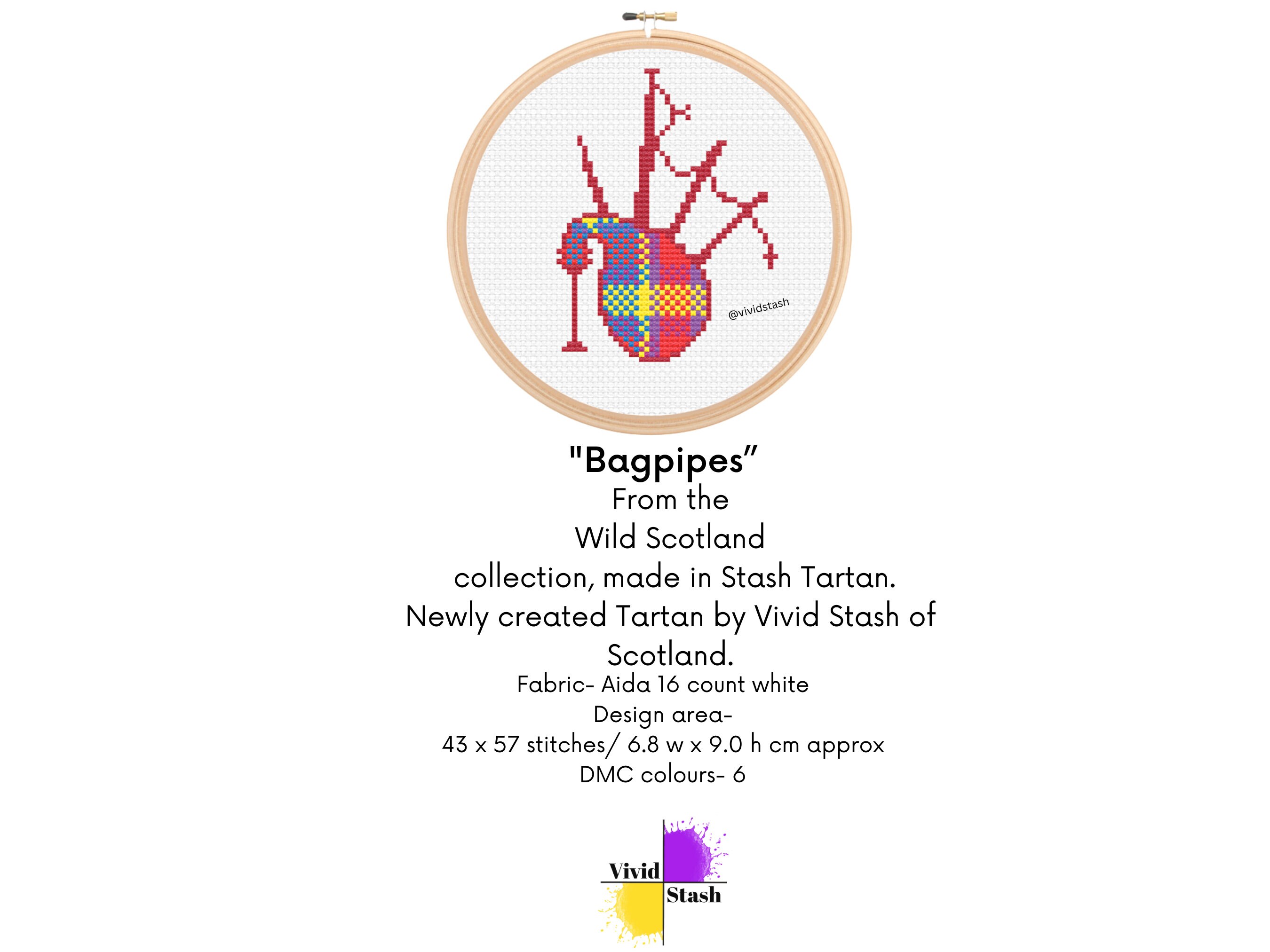 Scottish Bagpipes Tartan Cross Stitch Pattern PDF, Instant Download - Etsy