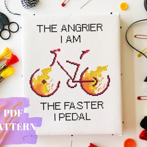 Pedal Faster Cross Stitch PDF, Exercise Challenges pattern