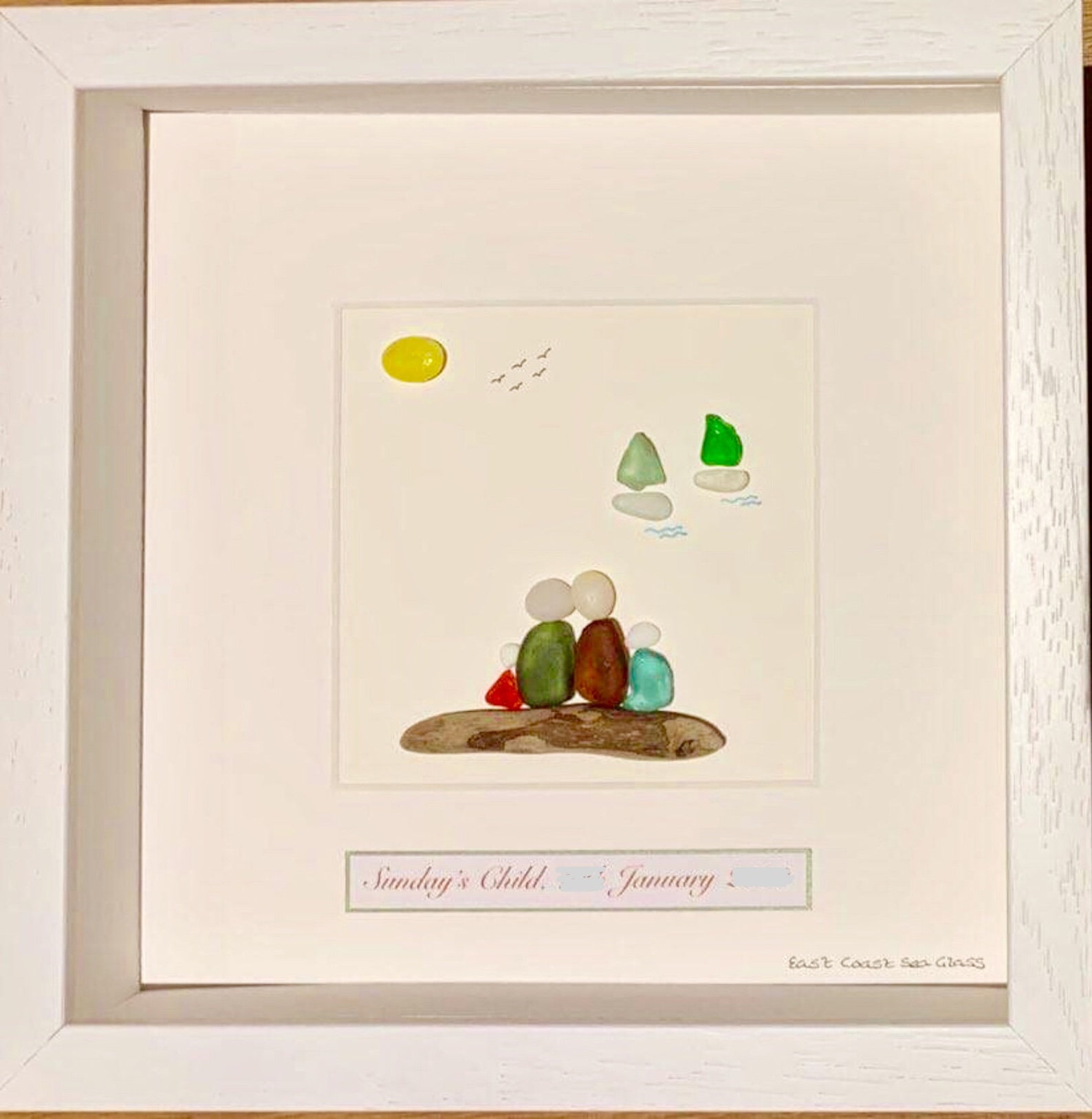Family Personalised Sea Glass Picture Made To Order | Etsy