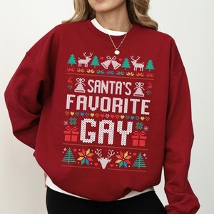 Unisex Santa&#39;s Favourite Gay Sweatshirt - Lustiger LGBTQ Ugly Christmas Sweater