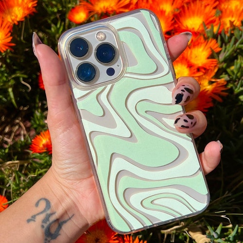 Mint Green Swirl Phone Case Clear Case With Design Trendy Etsy