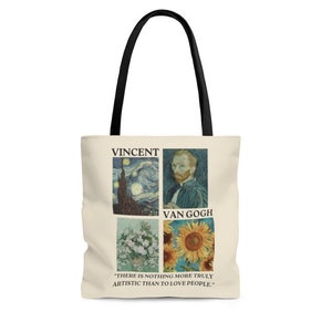 Vincent Van Gogh Tote Bag, Starry Night Tote, Aesthetic Tote Bag, Sunflowers Tote Bag, Art Student Tote, Art Teacher Tote, Art Lover Gift