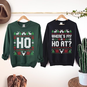 Der Original Unisex Lustige Paare Hässliche Weihnachten Pullover, Paare Passenden Hässliche Weihnachten Pullover, wo mein Ho&#39;s At, Verkauft Seperate