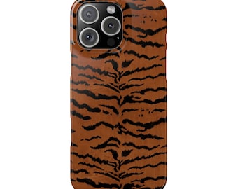 Rust Brown Tiger Print iPhone Case, Bold Animal Print, Snap or Magnetic (Choose Model)
