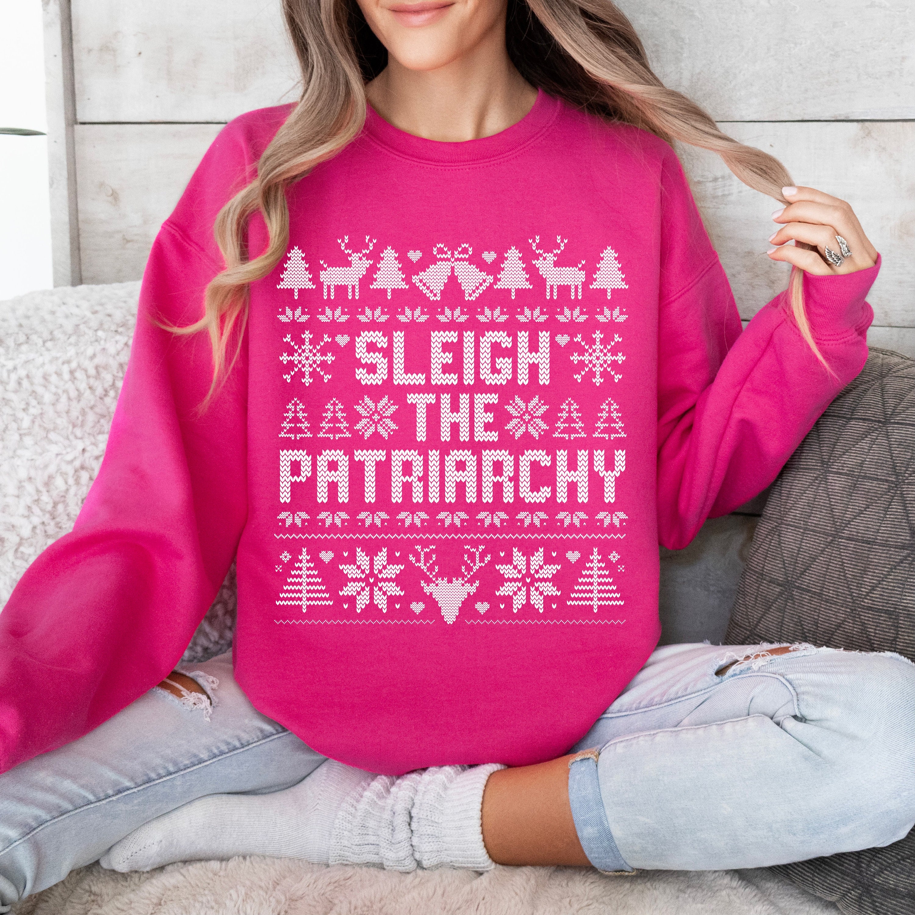  Daily Discount Discoveries Christmas Sweaters for Women Plus  Size Snowflake Fawn Pattern Knitwear Shirts Crewneck Stripe Loose Pullover  (Pink, S) : Sports & Outdoors
