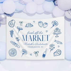 Frisch vom Markt Bachelorette Tapisserie: Blaues Brautparty-Dekor