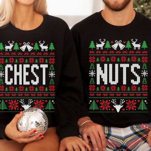 matching ugly christmas suit and dress Couple Ugly Christmas Suits And Dresses Tacky Christmas Ugly Christmas Outfits For Couples Couples Ugly Christmas