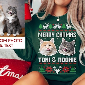 Custom Photo Ugly Christmas Sweater, Merry Woofmas, Pet Lover Gift, Cat Sweatshirt, Dog Lover Sweater Christmas, Funny Xmas Sweater Gift