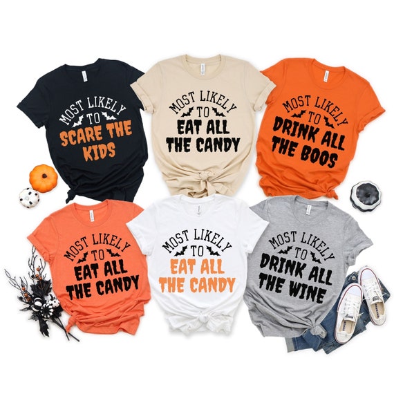 Funny Halloween Matching Cotton Tee, Most Likely To