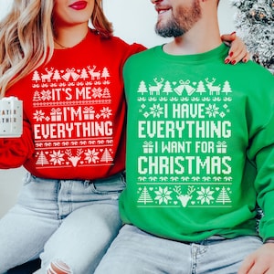 It's Me I'm Everything, Funny Ugly Christmas Sweater, Couples Christmas Pajamas, Christmas Party Outfit