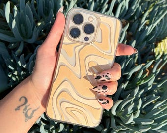 Neutral Swirl iPhone Case | Trendy Y2K, Clear Phone Cover
