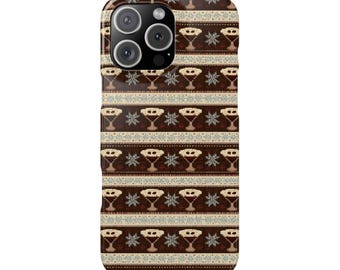 Espresso Martini Knit Phone Case | Retro Cocktail Pattern, Slim Fit