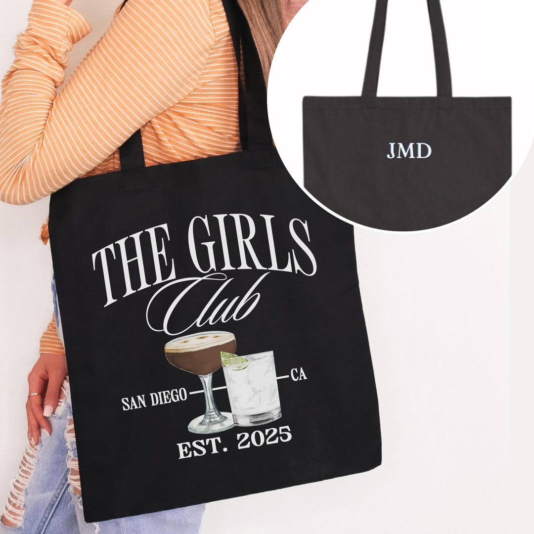 Personalized Cocktail Club Tote Bag: Bachelorette Party Gift - Etsy