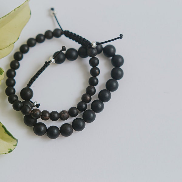 Ebony Wood Mala Bracelet | Meditation Gifts | Knotted Yogi Mala | Strength Promoting Natural Wood Bracelet