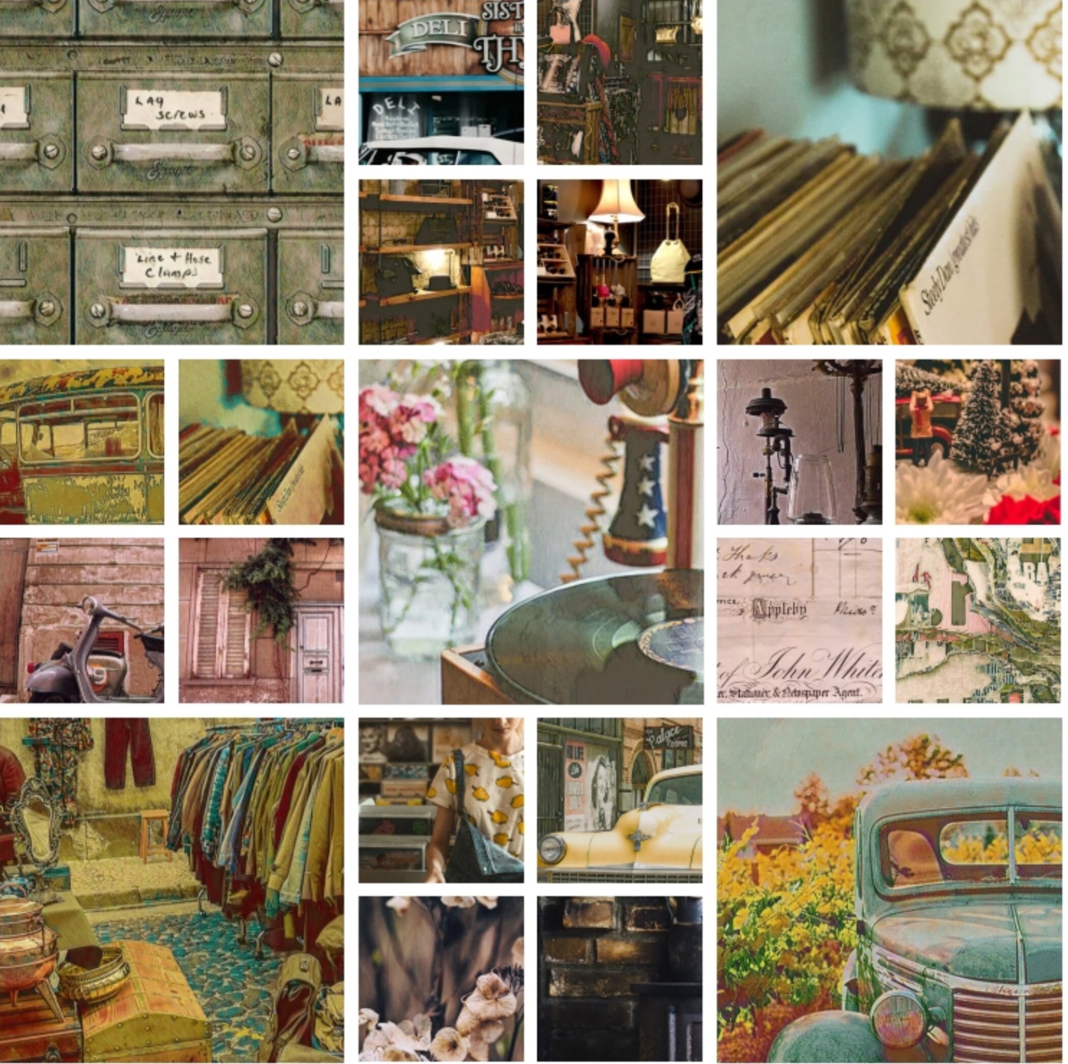 Vintage Wall Collage Kit 100 Pcs, Instant Digital Download, Printable