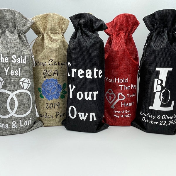 Create Your Own Gift Bags, Custom Designed Wine Bags, Party Favor, Wedding Favor, Engagement Party, One of A Kinda Gift