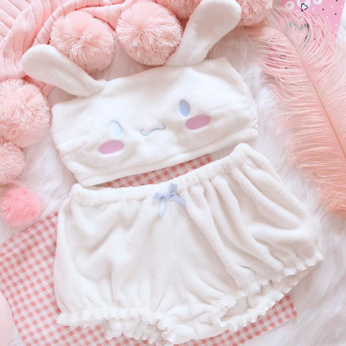 Cinnamoroll Pajamas Ears Plush Women Nightdress Home Cotton Etsy