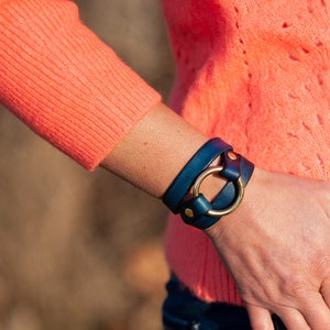 Leather Bracelet Ring, Handmade Jewelry image 1