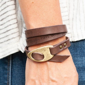 Personalized Leather Wrap Bracelet Handmade Gift for Her Boho Style Chic Customizable Men's Bracelet image 1
