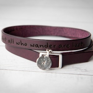 Monogram Leather Wrap Bracelet – Double Wrap Custom Bracelet for Her or Him – Initial Charm – Personalized Gift – Handmade in USA